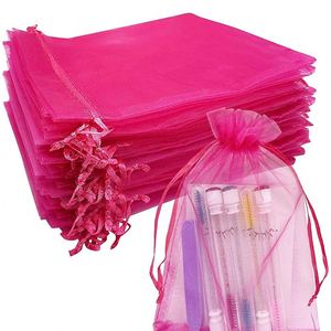 Logo Printing Personalized Organza Gift Bags Bulk Custom Logo <b>Drawstring</b> Mesh Jewelry <b>Pouches</b> Sheer Mesh Wrap Party Wholesale - Product Image 1