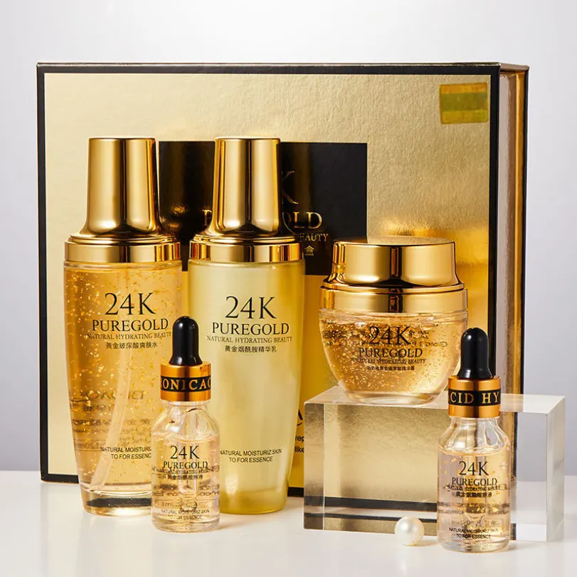 high quality face cream bottle lotions beauty cosmetics 24k gold facial kit