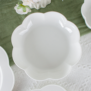 Fabricant de vaisselle en porcelaine Creative fleur forme perlée garniture cuisine salle à manger en céramique blanc assiettes à dîner ensemble vaisselle - Product Image 4