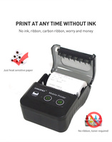 Printer Thermal Mini Saku 58mm Portabel Nirkabel untuk Struk/Tagihan 1500mAh ESC/POS untuk Android IOS