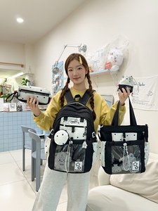 Sac à dos de <span class=keywords><strong>voyage</strong></span> transparent mignon de style japonais unisexe pour collégiens, grande capacité, léger, en polyester - Product Image 6