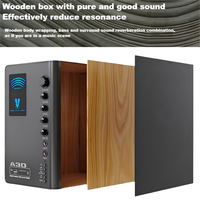 Système audio professionnel 2.1 HIFI avec haut-parleurs 5 pouces en bois, pour home cinéma et karaoké, son stéréo HIFI avec basses profondes, intégré, bleu, avec deux microphones