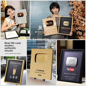 1 Premio Promozionale Pulsante <span class=keywords><strong>Play</strong></span> di <span class=keywords><strong>YouTube</strong></span>, Scudi in Alluminio di <span class=keywords><strong>YouTube</strong></span>, Trofei e Targhe di <span class=keywords><strong>YouTube</strong></span> all'Ingrosso - Product Image 2