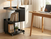 Table d'appoint mobile, petite table basse, table d'appoint pour canapé de salon, table d'appoint avec rangement et étagère à roulettes