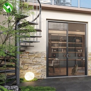 Porte moustiquaire rétractable à double ouverture en aluminium 6063-T5 sur mesure pour villa, jardin, balcon - Product Image 1