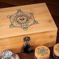 Scatola portaoggetti rettangolare in bambù ecologico fatta a mano con grattugia in vetro e vassoio per rollare, ideale come regalo o per artigianato