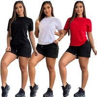 Ensemble haut et short brodé en Spandex au-dessus du genou, style anglais, pour femme, transfrontalier Europe-Amérique, 3 couleurs - J5215