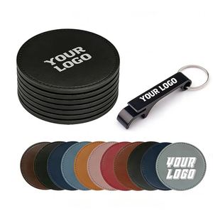 Cup Mat Wholesale Pu Leather With Custom Logo for Drink Restaurant Hotel Promo Business Gift <b>Coaster</b> - Product Image 1