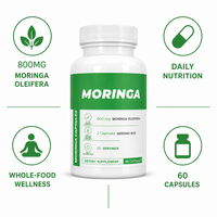 60 Cápsulas de Extracto de Moringa Oleifera de 800 mg, Suplemento Dietético de Alimentos Integrales, Apoyo Diario para el Bienestar, OEM ODM