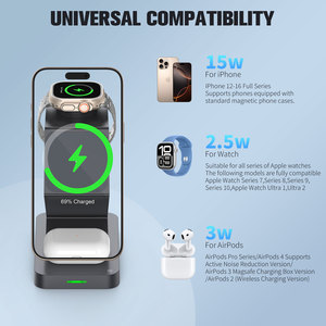 Estación de Carga Inalámbrica 3 en 1 para Teléfonos, Relojes y Auriculares, Soporte <span class=keywords><strong>Magnético</strong></span> para Teléfono con Luz Nocturna, <span class=keywords><strong>Cargador</strong></span> Rápido de 15W - Product Image 3