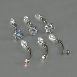 Boucles d'oreilles Gaby New Zircon Opal G23 en titane, tige flexible, 16G, pendentif goutte, piercing pour le nombril, cartilage de l'oreille - Product Image 3