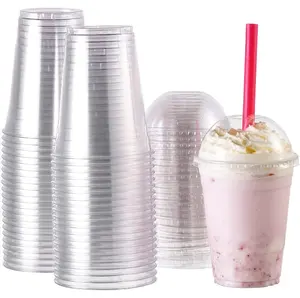 Prezzo di fabbrica personalizzato stampato trasparente 12 16 20 24oz PET trasparente tazza di plastica usa e getta con coperchio boba bubble milk tea coffee cup