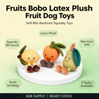 Fruitvormig pluche latex hondenspeelgoed piepend bijtbestendig tandjes ontwikkelen kauwen interactief voor kleine honden verveling verlichting dierbenodigdheden