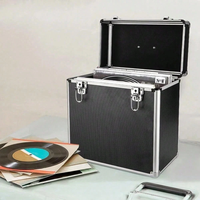 Boîte de rangement pour disques vinyles LP 12 pouces, boîte de rangement robuste pour disques vinyles, boîte verrouillable, boîte à outils, étui de transport