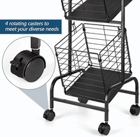 Chariot de rangement pliable en métal avec roues et poignée, étagère de rangement alimentaire multifonctionnelle verticale pour la cuisine et le garde-manger domestique