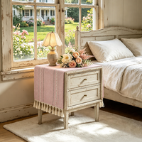 TY Top Nappe de table rayée avec pompons, Tapis isolant pour réfrigérateur, Étagère de rangement, Housse anti-poussière décorative, Serviette