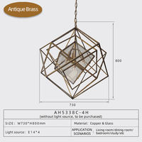 XZ personnalisé cuivre verre salle à manger pendentifs lumière moderne minimaliste Tesseract personnalité Bar lumière hôtel lustre