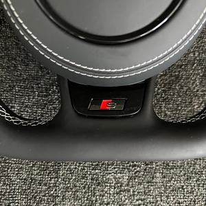 Volant en cuir véritable noir à rayures blanches personnalisées, semi-perforé, pour <span class=keywords><strong>Audi</strong></span> A1 A3 A4 A5 A6 A7 S/RS Q3 Q5 Q7 TT <span class=keywords><strong>R8</strong></span> - Product Image 4