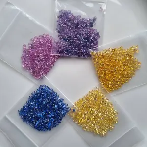 Hailer vente en gros stock en vrac rond 1-3.0mm petite taille bleu/rose/vert/jaune créé pierres de mêlée saphir