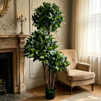 Décoration de chambre de 150 cm, arbre artificiel en laurier à 3 têtes, plante verte artificielle en pot, pour la maison, le balcon, le jardin, l'hôtel, arrangements floraux
