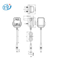Adaptateurs secteur certifiés ETL CE UKCA SAA CB de 5W à 15W avec prise UK, fournissant une tension d'entrée AC vers DC de 5V, 9V, 3V, 12V, 15V, 19V, 24V, 36V
