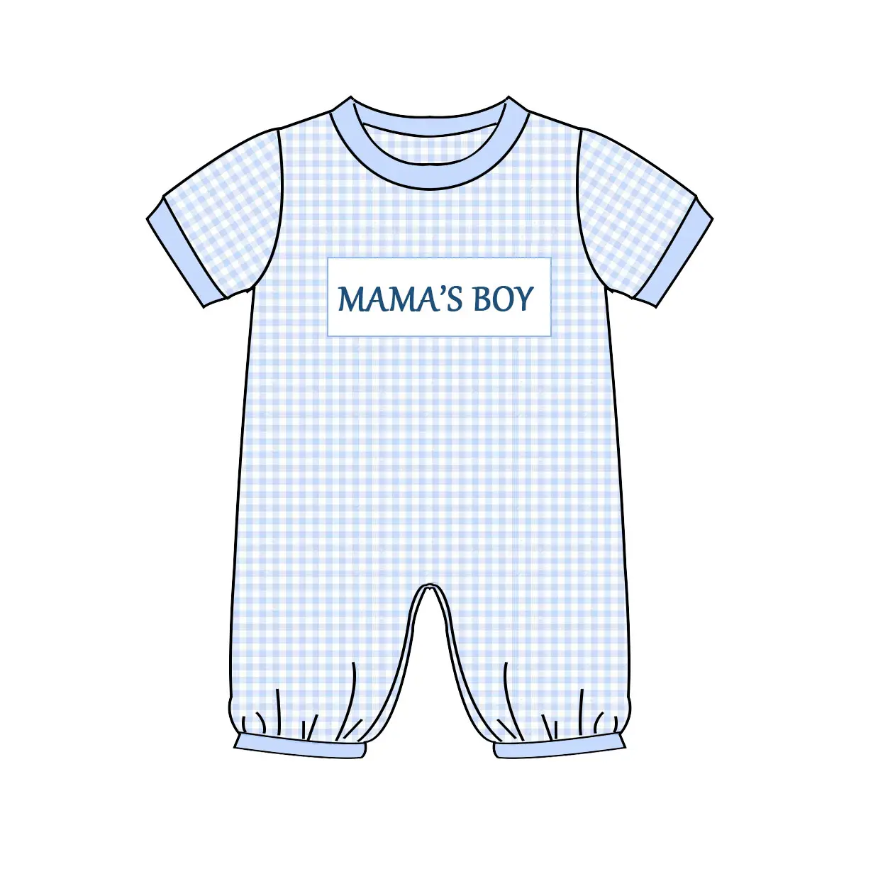 Puresun smocked boutique kids clothes custom short sleeves mama's boy knit cotton baby boy romper