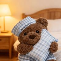 Peluche Ours Mignon en Pyjama, Jouet Apaisant pour le Sommeil, Compagnon de Nuit pour Filles, Cadeau d'Anniversaire