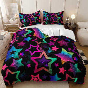Fantasy Colourful Pentagram Shooting Star Design Holiday Gift Giving <strong>Bedding</strong> Set Custom Duvet Cover Set - Product Image 6
