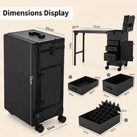 Table de manucure portable pliable à roulettes avec miroir LED, 4 tiroirs, robuste, station de travail mobile pour salon de beauté