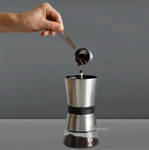 HIGHWIN Molinillo de café de cerámica con ajuste ajustable portátil Manivela cónica
