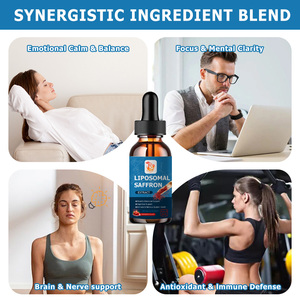 Compléments alimentaires liposomaux au safran OEM ODM avec extrait de racine d'ashwagandha et zinc, antioxydant, défense immunitaire, gouttes liquides - Product Image 3
