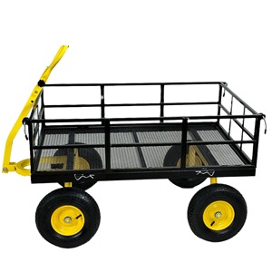 Carretilla de Jardín de Acero con Cuatro Ruedas, 1120x750x278mm, Mango Desmontable, Laterales Desmontables, para Transporte de Herramientas en Exteriores - Product Image 5