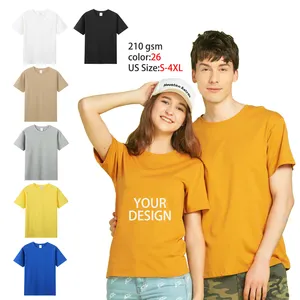 Wholesale Brand Trendy Heat Press Machines Streetwear Men's Printed T-shirt Solid Color Crew Neck Short Sleeve