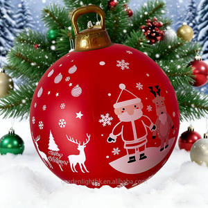Grande boule de Noël gonflable en PVC - Décorations de Noël modernes écologiques rouge et blanc Père Noël renne pour l'extérieur/l'intérieur - Product Image 4