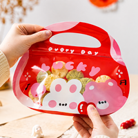 Pochette cadeau refermable à motif de dessin animé de Noël, avec poignée longue, forme spéciale, fond plat, épaissie, pour bonbons et biscuits