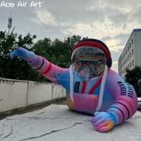 Ballon gonflable coloré d'astronaute DJ pour la fête publicitaire, statue gonflable carrée de mascotte d'astronaute pour le festival de musique