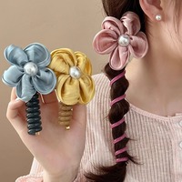 Nouveau haut de gamme en plastique fleur téléphone cordon cheveux cravate doux été atmosphère femmes queue de cheval bandeau cheveux tressage artefact