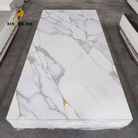 Vente en gros 4x8ft 3mm 1220X2440mm Feuilles de plastique étanches Plaque de marbre Or blanc Uv Pvc Feuille de marbre pour meubler