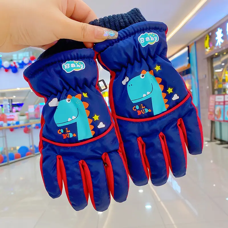 Guantes de esquiar impermeables para niños y niñas, de terciopelo, para mantener el calor, novedad, Invierno