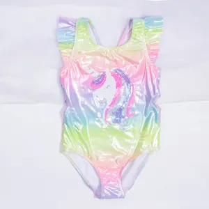 hot sale unicorn Sequins One-Piece bathing suit baby girls swimsuits summer beach toddler swimwear