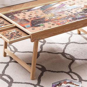 Tavolo Porta Puzzle Pieghevole in Legno Lucidato con 4 Cassetti e Coperchio, Design Multifunzione, Vendita Calda - Product Image 2