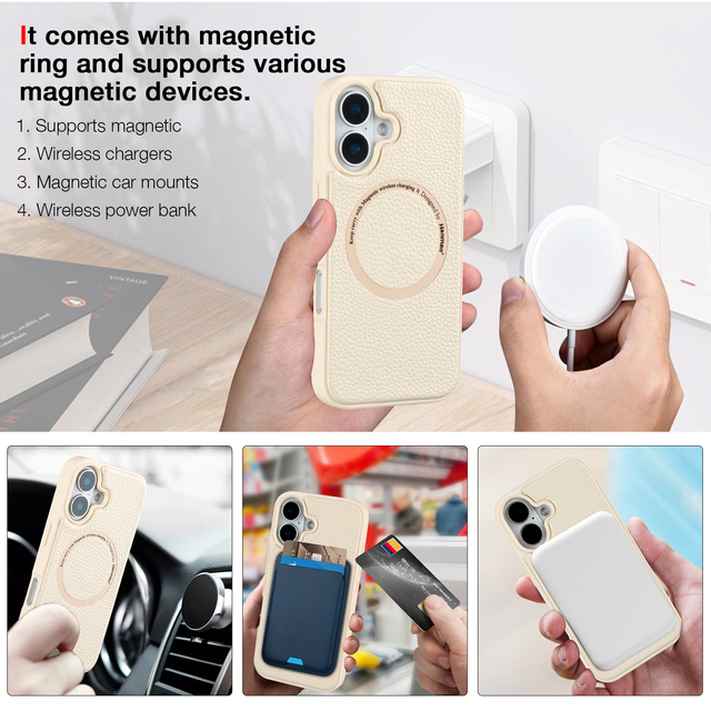 For iPhone 16 Wireless Charging Magnetic Phone case with Detachable Backpack