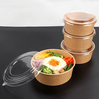 Bol à salade en papier kraft écologique avec séparateur pour plats à emporter