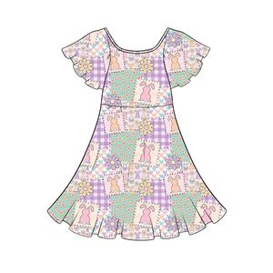 Abito Girevole in Fibra di Bambù con Maniche a Volant <span class=keywords><strong>per</strong></span> <span class=keywords><strong>Bambine</strong></span> <span class=keywords><strong>per</strong></span> il 4 Luglio Senza Giorno dell'Indipendenza - Product Image 2