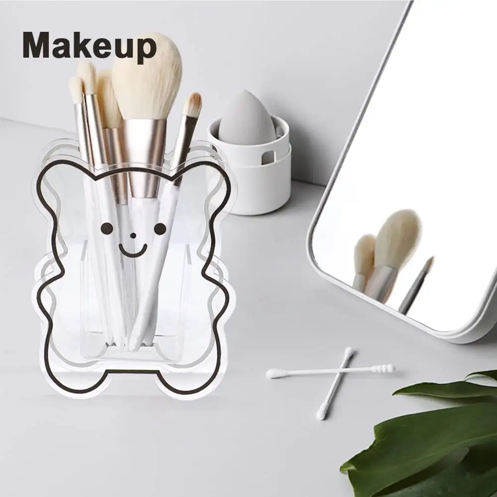 Kids Clear Acryl Pen Cup Bureau Organizer Enkele Gouden Potlood Houder Acryl Pen Houder Display Stand