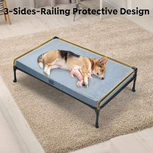 Поднятая кровать для собак, охлаждающая уличная большая кровать для домашних животных, трехстороннее ограждение, квадратная конструкция, съемное покрытие, моющиеся маленькие животные - Product Image 2