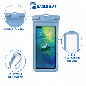 ถุงกันน้ำกันขโมยสำหรับโทรศัพท์มือถือมาตรฐาน IPX8 แบบขายส่ง ผลิตจาก PVC บุด้วยผ้าไหม ปิดด้วยซิปและตัวล็อคแบบ Hasp พร้อมสายรัดกันกระแทกและหูหิ้วนุ่ม - Product Image 4