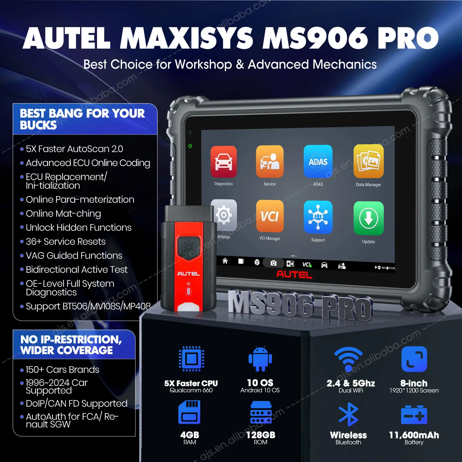 Autel Maxisys MS906PRO araç evrensel OBD2 tarayıcı ECU kodlama sunak MS906 PRO MS906BT MS908 otomatik teşhis aracı tüm araba için