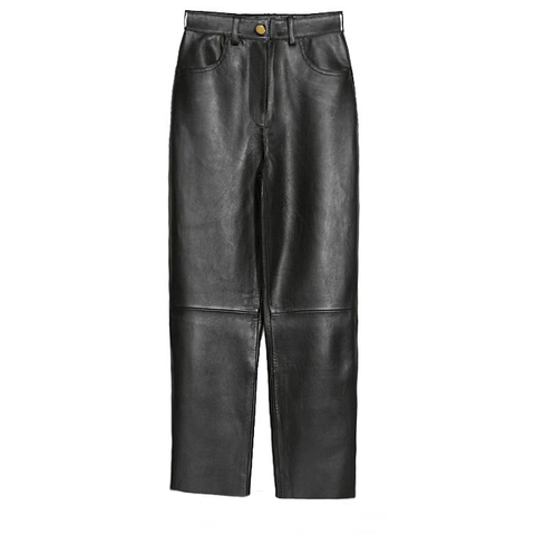 3616 Arrival New Fashion Real Leather Trousers High Waist Genuine Leather Long Pants for Women