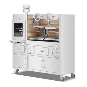 Máquina de <span class=keywords><strong>barbacoa</strong></span> de asador argentino de elevación ajustable para exteriores comercial, <span class=keywords><strong>parrilla</strong></span> de carbón de Santa María de doble rejilla con horno - Product Image 1